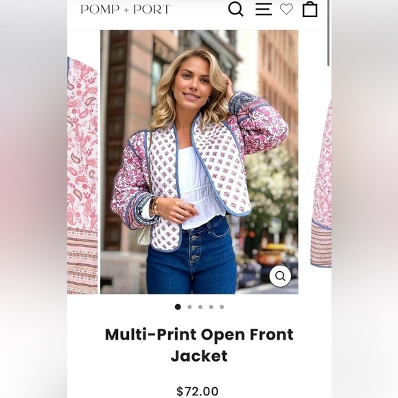 Boho Pink, White, Blue Quilted Reversible Jacket with Pockets - Picture 4 of 11